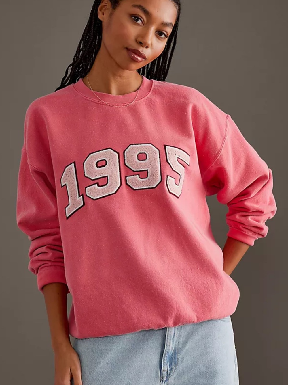 Anthropologie Pink 1995 Crewneck Sweatshirt Womens M Oversized Casual Athlesuire